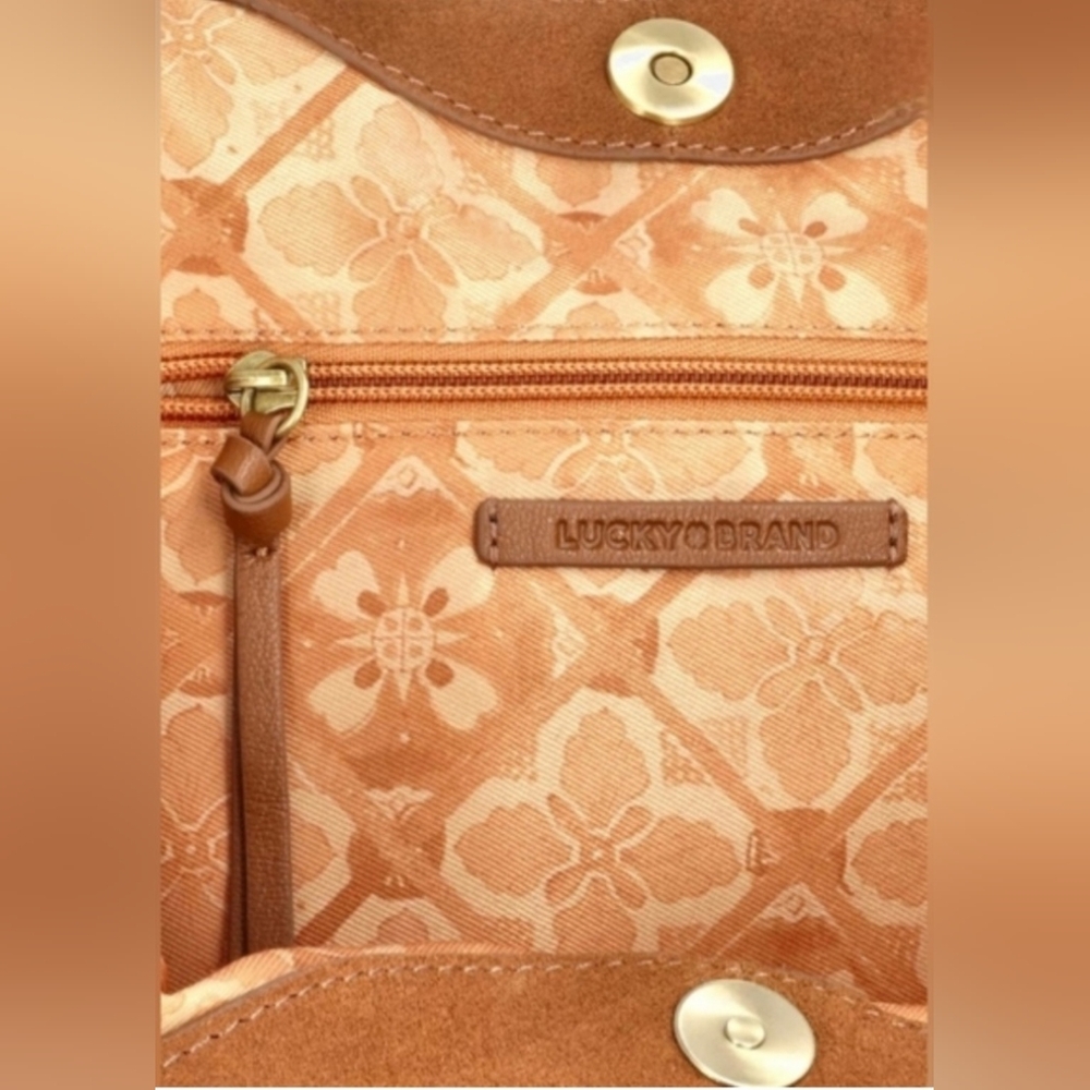 Lucky Brand Nyra Copper Brown Fringe Leather Hobo Bag NWT - Picture 4 of 14